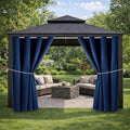 DIVA EN CAMINO DEC Outdoor Patio Curtain Waterproof Darkening Thermal Insulated Indoor Curtains for Bedroom, Porch, Living Room, Pergola, Cabana, W52 x L95, Navy, Set of 2 Panels