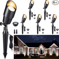 Gardenreet Solid Brass Spot Lights - Black Low Voltage Landscape Spotlight Outdoor, 12V LED Uplights Wired, Waterproof Electric for Patio Wall with 5000K Daylight MR16 Bulb (6 Pack)