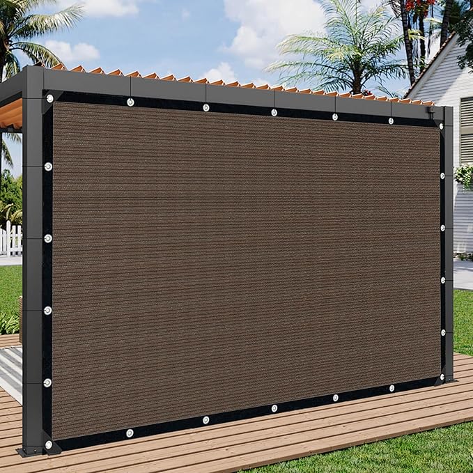 Mocha Sun Shade Cloth,Pergola Shade Cover with Reinforced Grommets,90% Shade Fabric Fence Privacy Screen Balcony,Pergola Shade Cover Canopy Garden Carport Porch Deck Patio Shade Cover,6x12FT