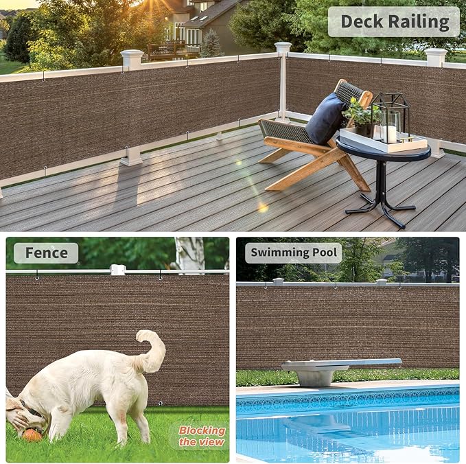LOVE STORY Balcony Privacy Screen, 3'x7' Deck Shield Screen Fence Cover,UV Protection and Weather-Resistant,3 FT Height for Deck, Patio, Backyard, Outdoor Pool, Porch, Railing, Brown