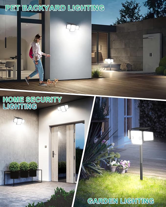 Solar Motion Light Outdoor with Stake, 180° PIR Motion Sensor 360° Illumination, In-Ground or Wall Mount, 236 LED 2500 Lumens Solar Powered Security Flood Light, 3 Modes, IP65 Waterproof, 1 Pack