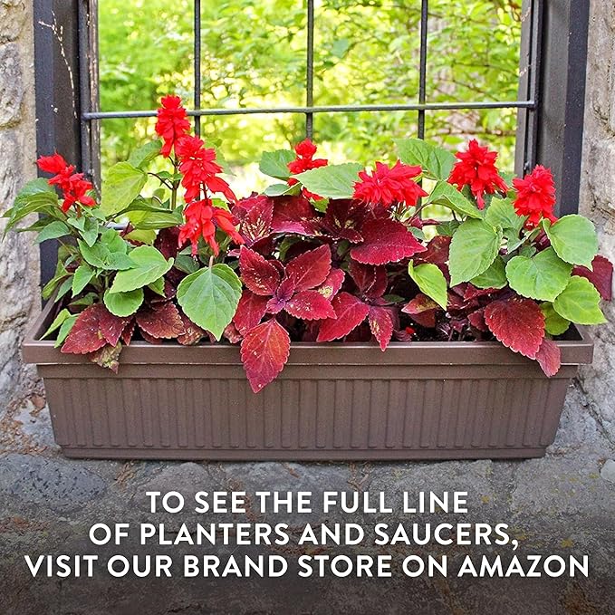 The HC Companies 24 Inch Venetian Window Planter Box with Drainage Plug, Lightweight UV-Resistant Plastic Indoor & Outdoor Planters, 2-Pack Flower Box for Garden & Home Decor, Sandstone