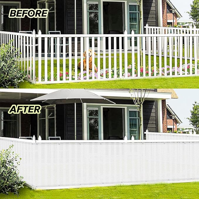 LOVE STORY Balcony Privacy Screen, 2.5'x5' Deck Shield Screen Fence Cover,UV Protection and Weather-Resistant,3 FT Height for Deck, Patio, Backyard, Outdoor Pool, Porch, Railing, White