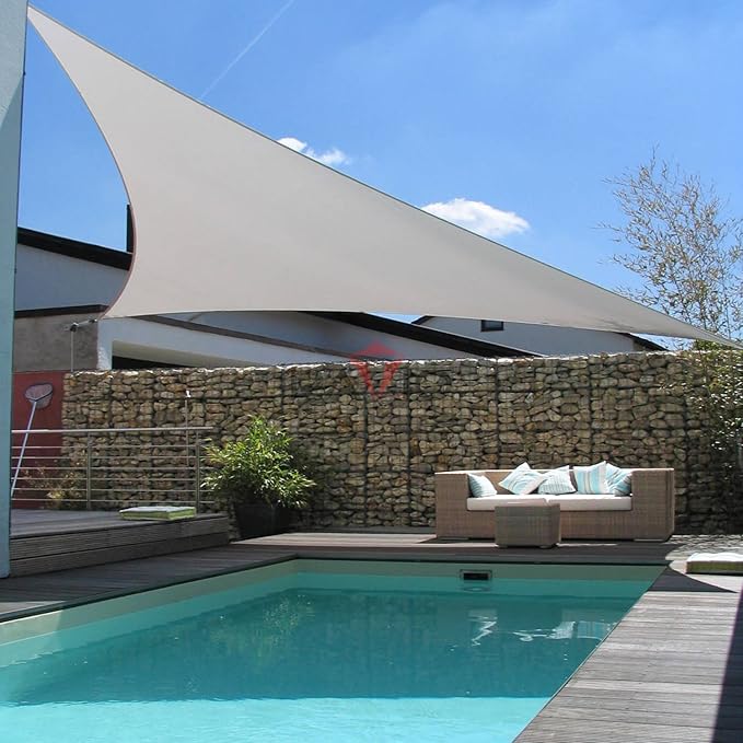Patio Paradise 20' x 20' x 20' Sun Shade Sail Triangle Canopy Shade Cloth Fabric Sunlight Block Patio Pergola Cover HDPE Deck Awning for Outdoor Backyard Roof Shading, Gray
