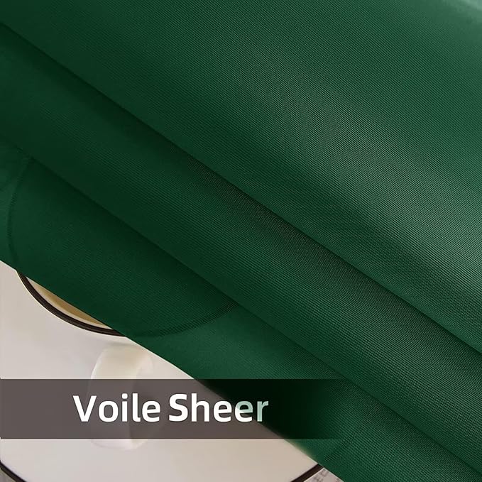 SpaceDresser Waterproof Outdoor Sheer Curtains for Patio - 2 Panels Rod Pocket Indoor Voile Sheer Curtain for Living Room,52W x 120L inch,Foliage Green