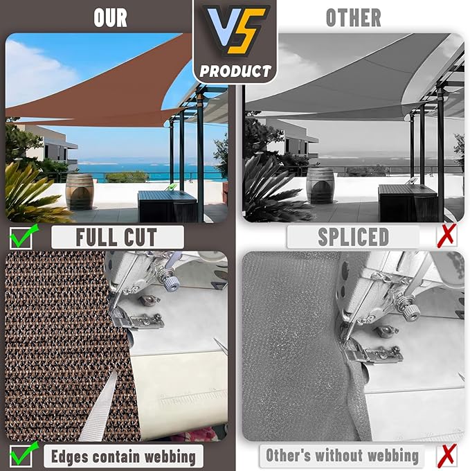 LOVE STORY Custom Size 9'x18'x20.1' Brown Sun Shade Sail Right Triangle Sunhsade Fabric Awning Canopy for Patio Backyard Carport Pergola (Customized)