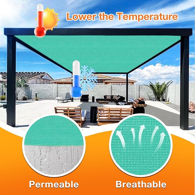 Artpuch Outdoor Pergola Shade Cover 7' X 10' Sun Shade Cloth with Grommets, 90% UV Protection Canopy Patio Privacy Screen (Customized Available) GN107, Turquoise
