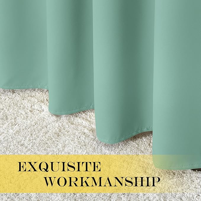 NICETOWN Blackout 108 inch Curtains for Sliding Glass Door, Grommet Thermal Insulated Room Darkening Window Treatment Sound Reducing Drapes for Room Divider, 1 Panel, W52 x L108, Aqua Blue
