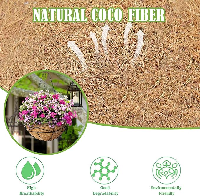 14x100 Inch Coconut Liner Roll for Planters Flower Basket Natural Coco Fiber Liners for Indoor & Outdoor Plants DIY Coir Fibre Mat Sheet for Animal Pet Pad Reptile Carpet Garden Decor