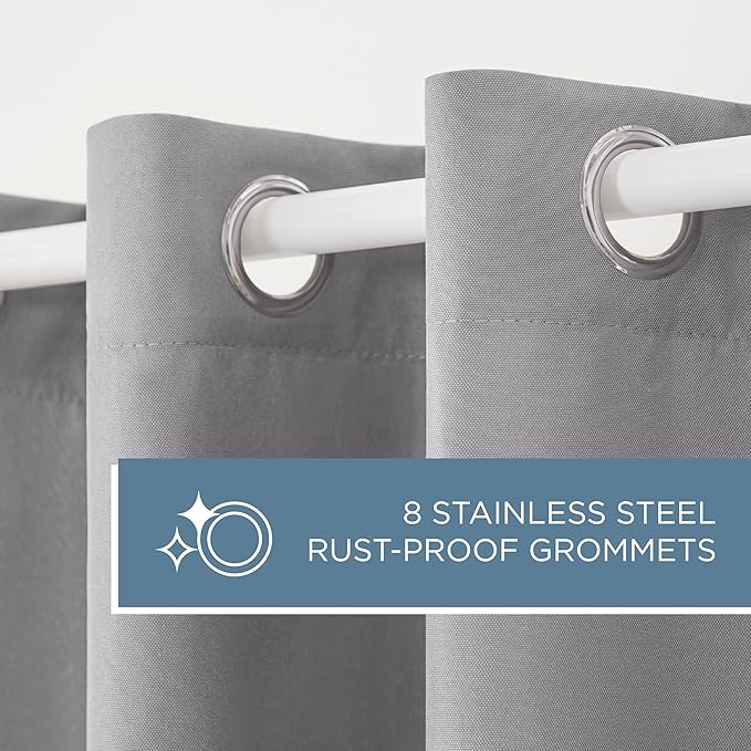 TOWN & COUNTRY BASICS Cabana Solid Heavyweight Indoor Outdoor Curtains, Light Filtering Opacity with Grommet Top, Water Repellent, 2-Pack Set, 54"x108", Medium Grey