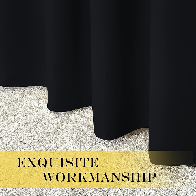 NICETOWN Black Out 110 inch Curtain for Sliding Door, Grommet Thermal Insulated Blackout Curtain Window Treatment Sound Reducing for Bedroom/Living Room, W66 x L110, 1 Panel