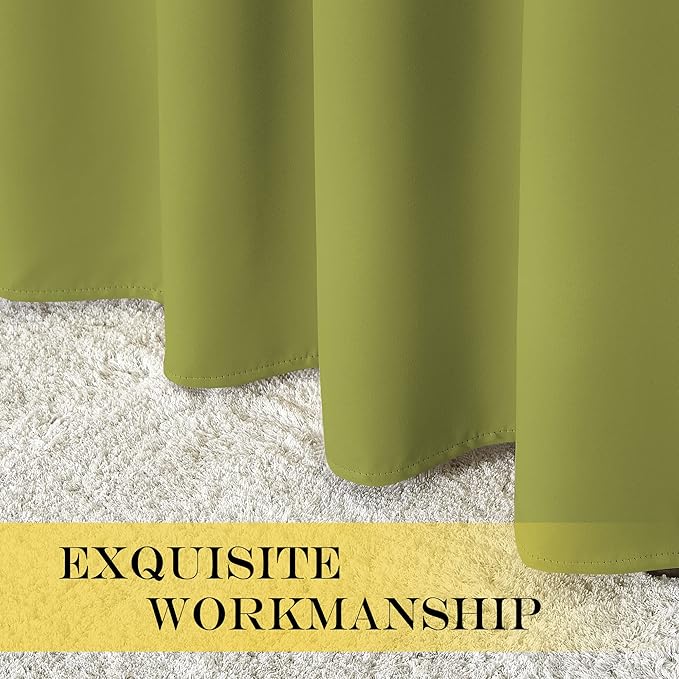 NICETOWN Fresh Green Blackout Curtains 84 inch Length, Grommet Top Room Darkening Drapes for Bedroom Living Room, Light Blocking Window Covering for Privacy (W66 x L84 Inch, 1 Panel)