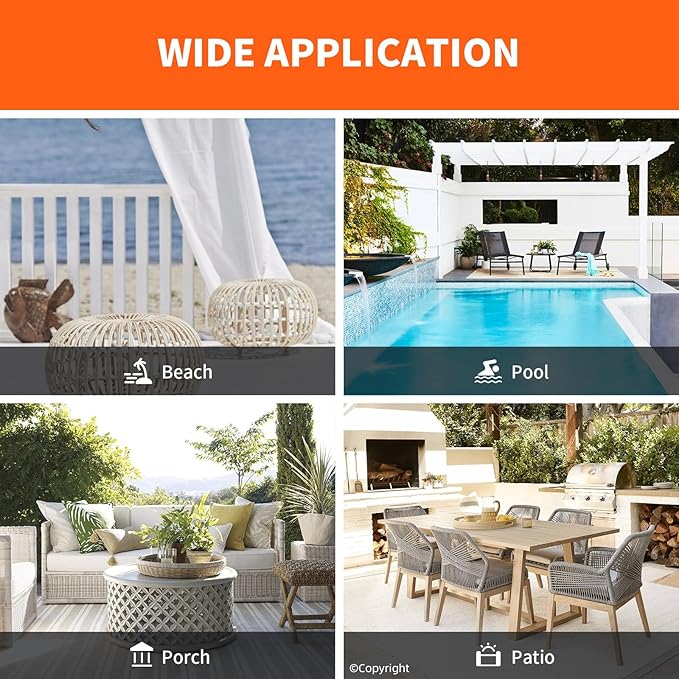 DIVA EN CAMINO DEC Outdoor Patio Curtain Waterproof Darkening Thermal Insulated Indoor Curtains for Bedroom, Porch, Living Room, Pergola, Cabana, W84 x L108, Orange, Set of 2 Panels