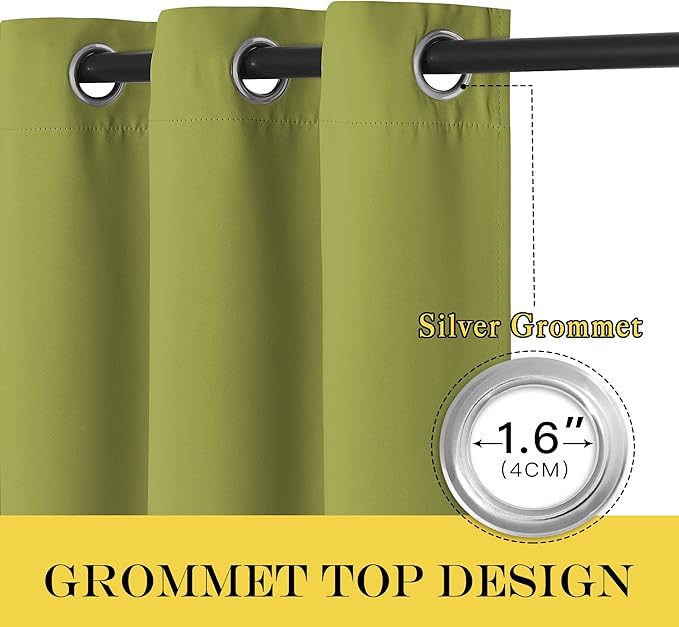 NICETOWN Blackout Curtains 54 Inches Long, Thermal Insulated Room Darkening Curtains for Bedroom, Window Treatment Drapes for Living Room Nursery (W66 x L54 Inch, Fresh Green, 1 Panel)