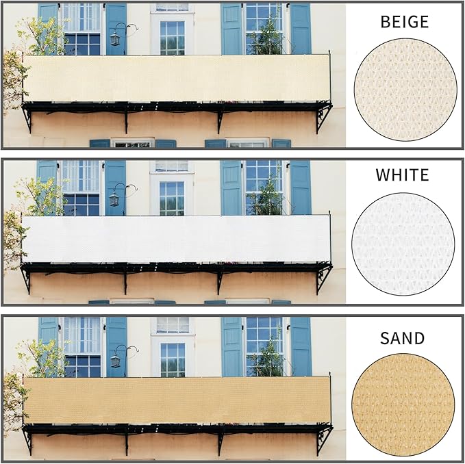 LOVE STORY Balcony Privacy Screen, 2.5'x5' Deck Shield Screen Fence Cover,UV Protection and Weather-Resistant,3 FT Height for Deck, Patio, Backyard, Outdoor Pool, Porch, Railing, White