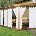 HolidayIdeas Outdoor Curtains for Patio Waterproof, 6 Panels - 54x84 Inches - Weatherproof Privacy Outsides Curtains for Cabana Porch Pergola, Sunlight & UV Blocking (White, Grommet Top)