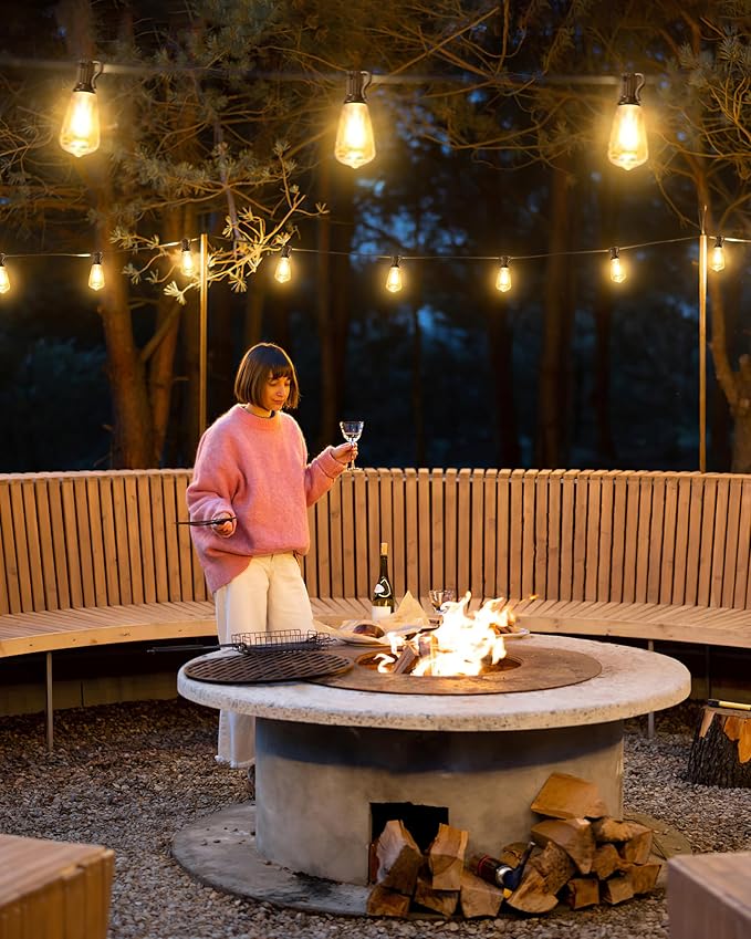 Outdoor String Lights Waterproof, 100FT (50FT 2Pack) Patio Lights Outdoor with 54 ST38 Edison Bulbs (4 Sqare), Hanging Lights with Plug in Cord for Porch, Backyard, Bistro, Garden, 2700K