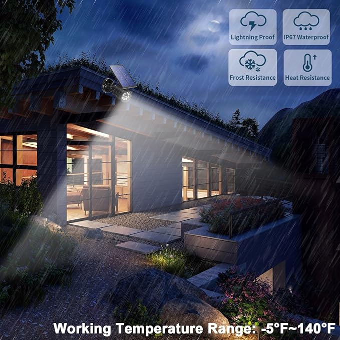 Solar Motion Lights Outdoor 2000LM Security Flood Lights IP67 Waterproof Spot Lights for Yard Porch Garage 1 Pack