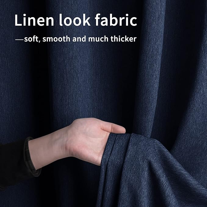 Easy-Going Linen Look Outdoor Curtains Waterproof Windproof Porch Curtains, Soft Thicken Outdoor Privacy Curtains for Patio, Gazebo, Grommet Top and Tab Bottom Drape, 1 Panel, 54x120 inch, Navy