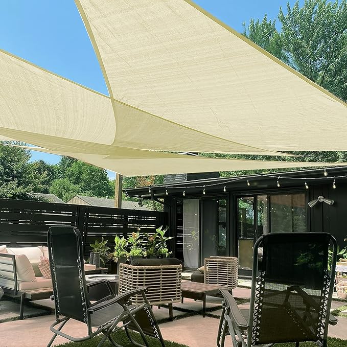 LOVE STORY Custom Size 6'x12'x13.4' Butter Cream Sun Shade Sail Right Triangle Sunshade Fabric Awning Canopy for Patio Backyard Carport Pergola (Customized)