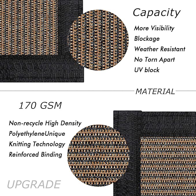 UPGRADE Privacy Fence Screen 4'x22' Brown Outdoor 90% Visibility Blockage 170 GSM Mesh Shade Cover Panels for Backyard,Balcony,Home Decoration with Zip Ties,Customized Avaliable