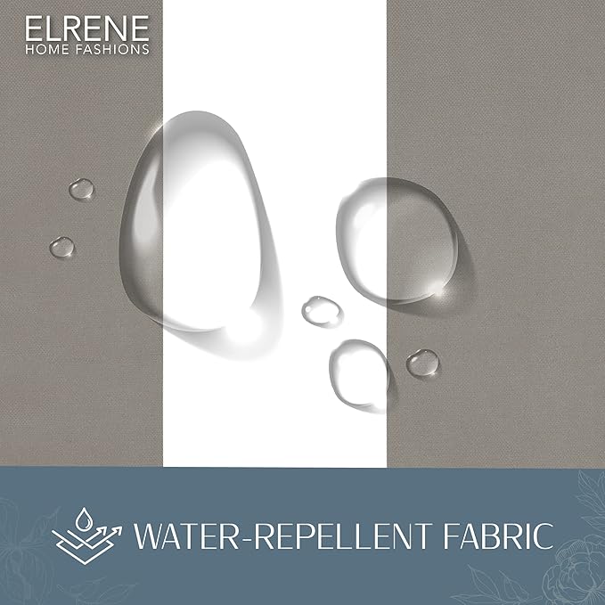 Elrene Home Fashions Highland Stripe Indoor/Outdoor Curtain Panel, 50 inches X 108 inches, Gray