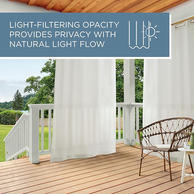 TOWN & COUNTRY BASICS Heavyweight Vanilla Grommet Curtain | Light Filtering | Indoor Outdoor | Water Repellent | 54"x108", Pack of 12