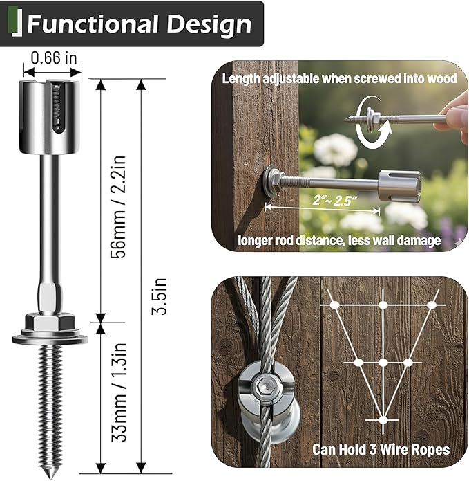 Wire Trellis for Climbing Plants Outdoor, 12 pcs Wall Wire Trellis Kit, T316 Stainless Steel Wall Trellis Kit Espalier Cable Trellis System (Hubs Only, Without Cable)