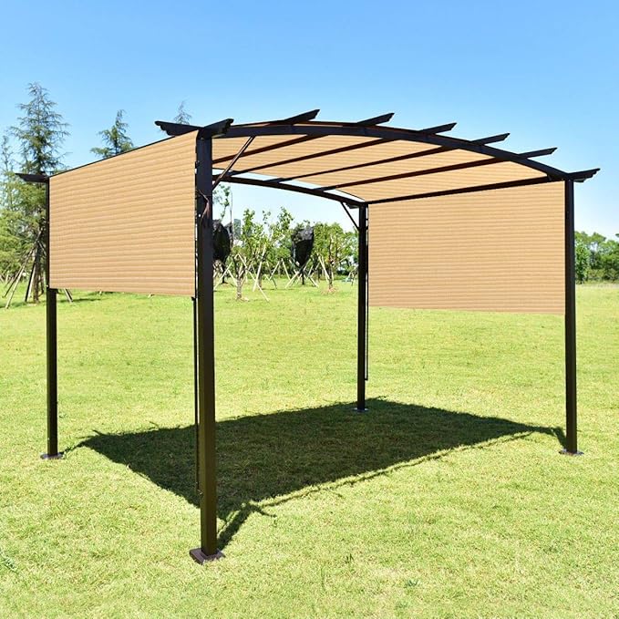 Eden's Decor Straight Flat-Edged Sun Shade Sail Rectangular 6' x 8' Beige UV-Blocking Outdoor Canopy Fabric Cloth Awning for Pergola Patio Garden Backyard Custom Size