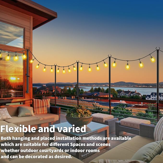 AILBTON 2 Pack 5Ft String Light Poles,Light Poles for Outside String Lights,Outdoor Light Poles with Fork,Metal Pole Stand for Patio,Backyard,Deck