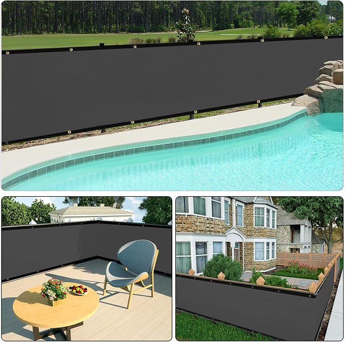 UPGRADE Privacy Fence Screen 3'x41' Dark Grey Outdoor 90% Visibility Blockage 170 GSM Mesh Shade Cover Panels for Backyard,Balcony,Home Decoration with Zip Ties,Customized Avaliable
