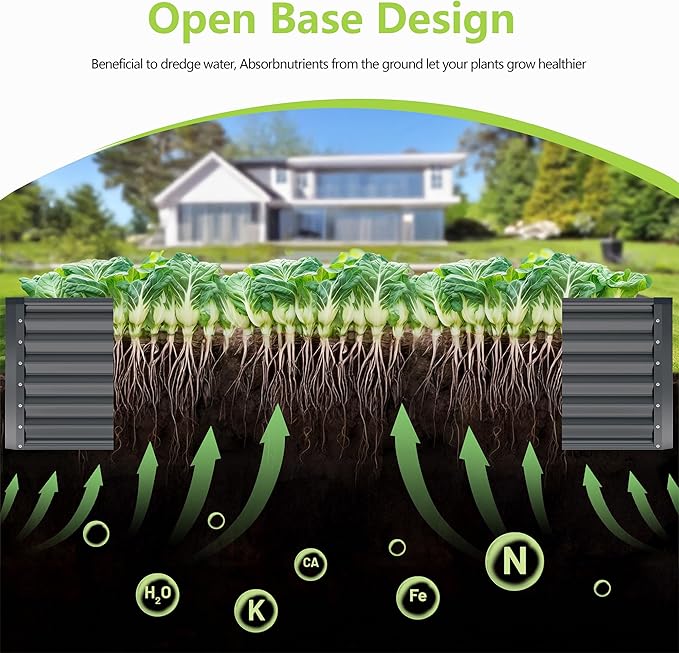 4x2x2FT Galvanized Raised Garden Bed,Galvanized Planter Boxes Outdoor, Large Metal Raised Garden Beds for Vegetables-Grey