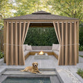 Waterproof Outdoor Curtain W84 x L120 - Grommet Top Sunlight Blocking Window Treatment Drapes Blackout Curtains for Home Bedroom Living Room Patio Pergola Cabana Gazebo (Camel Brown, 2 Panels)