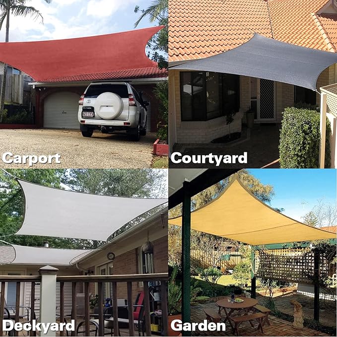 KANAGAWA 10'X10' Rust Red Custom Size Sun Shade Sail Square UV Block Canopy Cover for Patio Backyard Lawn Garden Outdoor (Customized Available)