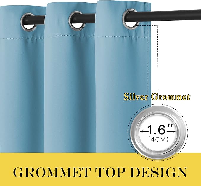 NICETOWN Blackout Curtains 54 Inches Long, Thermal Insulated Room Darkening Curtains for Bedroom, Window Treatment Drapes for Living Room Nursery (W66 x L54 Inch, Teal Blue, 1 Panel)