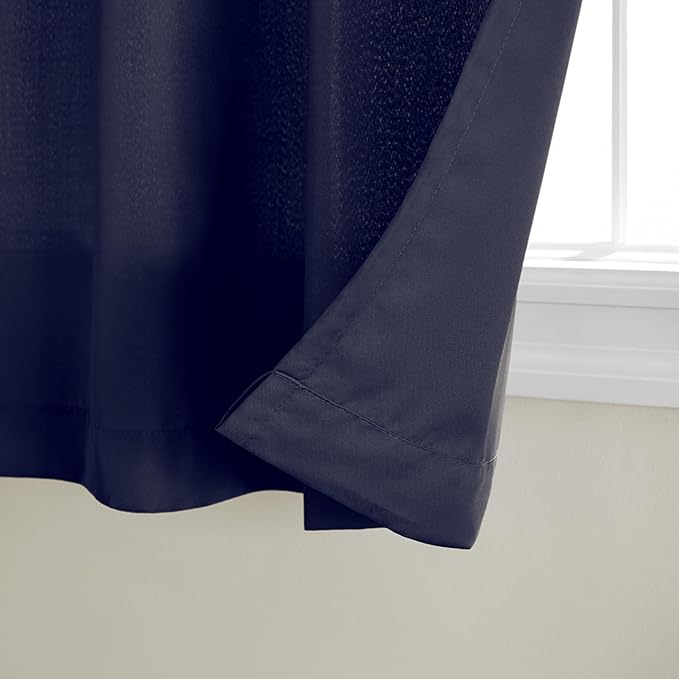 TOWN & COUNTRY BASICS Cabana Solid Heavyweight Indoor Outdoor Curtains, Light Filtering Opacity with Grommet Top, Water Repellent, 2-Pack Set, 54"x96", Dark Navy