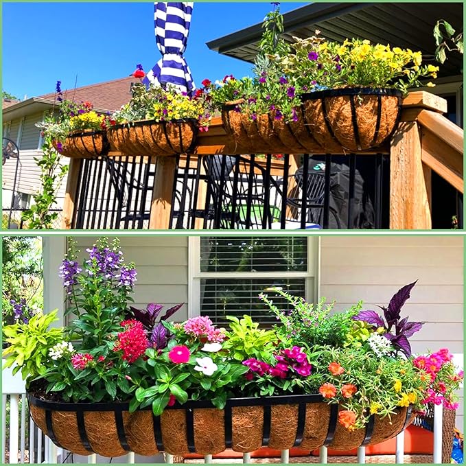 Coco Liners for Planters - 4 Pack 36 Inch Trough Coconut Liners for Planters, Window Box Coco Liners, 100% Natural Coconut Fiber Liners for Wall Hanging Basket, Window Box, Fence Baskets