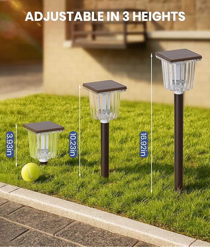 Super Bright Solar Pathway Lights Outdoor Powered 2-Pack,Adjustable Warm&Cool White,Waterproof IP65 Solar Garden Decor Landscape Lighting Outside for Front Yard/Patio/Walkway/Driveway/Lawn/Path Light