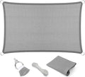 Eden's Decor Straight Flat-Edged Sun Shade Sail Rectangular 10' x 21' Grey UV-Blocking Outdoor Canopy Fabric Cloth Awning for Pergola Patio Garden Backyard Custom Size