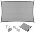 Eden's Decor Straight Flat-Edged Sun Shade Sail Rectangular 17' x 22' Grey UV-Blocking Outdoor Canopy Fabric Cloth Awning for Pergola Patio Garden Backyard Custom Size