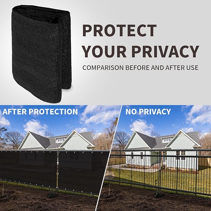 LOVE STORY Custom Size 2'6''x23' Black Balcony Privacy Screen,UV Block Privacy Fence Screen,90% Shield for Outdoor Pool Garden Apartment Railing
