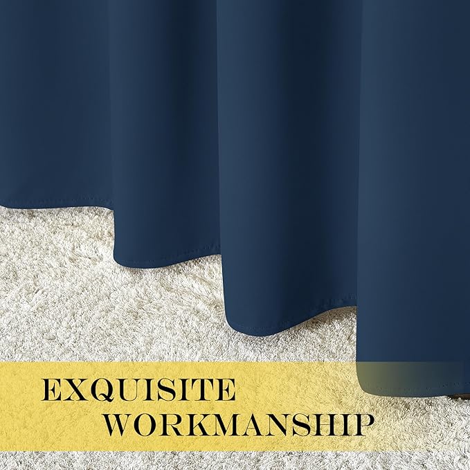 NICETOWN Room Divider Curtain 132 Inches Long, Wide Blackout Sliding Door Curtain for Bedroom, Room Darkening Privacy Window Curtain for Patio Door (1 Panel Set, Moroccan Blue, 80 x 132 Inch)