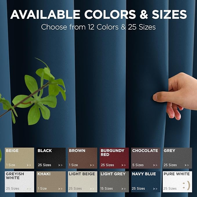 Joydeco Blackout Patio Sliding Door Curtains 108 Inches Long, Grommet Privacy Room Divider Curtains, Extra Wide Thermal Blackout Drapes for Bedroom Living Room (Navy Blue, 80Wx108L, 1 Panel)