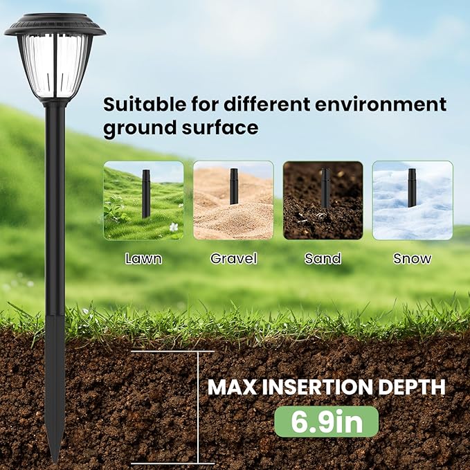 8 Sets Flame Lamp Extension Kit for Solar Torches, Ground Stakes and Joint Connectors to Elevate Outdoor Lighting, Black Adapters for Garden, Backyard & Landscape Decor