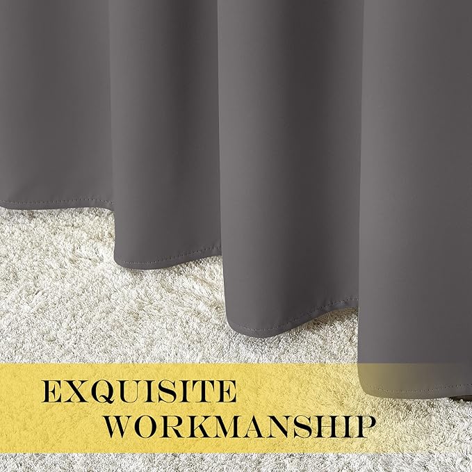 NICETOWN Blackout Doorway Curtain Drape 72 inch Long - Grommet Noise Reducing Thermal Insulated Solid Modern Window Treatments for Bedroom (1 Panel, 66 x 72 Inch, Gray)