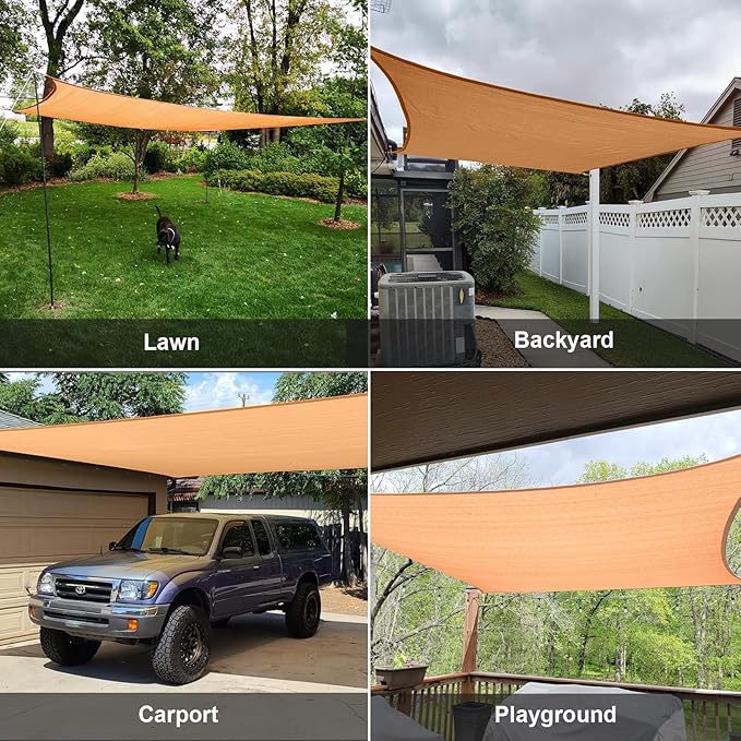 SUNLAX Sun Shade Sail 13' x 18' Peach Fuzz Rectangle Canopy Sail Shade Cover UV Block Permeable Sunshade Outdoor for Patio Backyard Deck Pergola (We Make Custom Size)