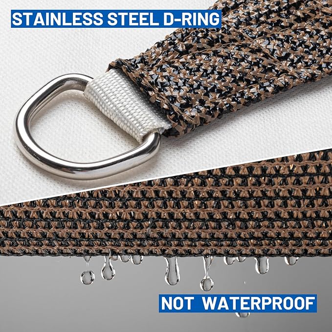 SUNLAX Sun Shade Sail 11' x 21' Brown Rectangle Canopy Sail Shade Cover UV Block Permeable Sunshade Outdoor for Patio Backyard Deck Pergola (We Make Custom Size)