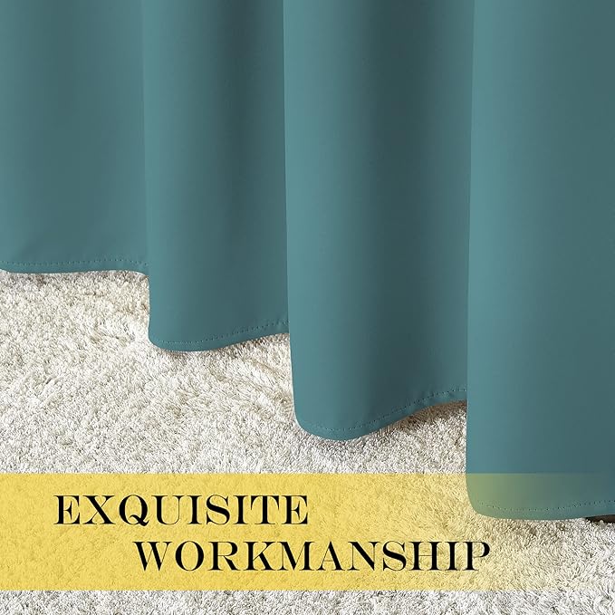 NICETOWN Blackout Curtains 120 inch Length for Sliding Glass Door, Grommet Thermal Insulated Room Darkening Sound Reducing Drapes for Room Divider, 1 Panel, W52 x L120, Sea Teal