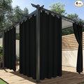 HolidayIdeas Outdoor Curtains for Patio Waterproof, 4 Panels - 54 x 108 Inch - Privacy Protection & Light Filtering Curtains Black Grommet Outside Curtains for Porch, Gazebo, Pergola, Backyard