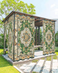 Ombre Green Boho Outdoor Curtains for Patio Waterproof, Grommet Privacy Curtain Drapes Weatherproof Outside Curtains for Porch GazeboPergola Cabana 2 Panel 54x84inch Vintage Ethnic Tribal Geometric